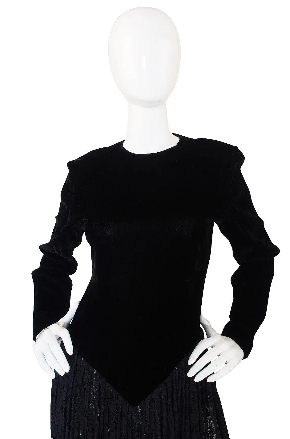 1980s Norma Kamali Velvet & Lace Dress