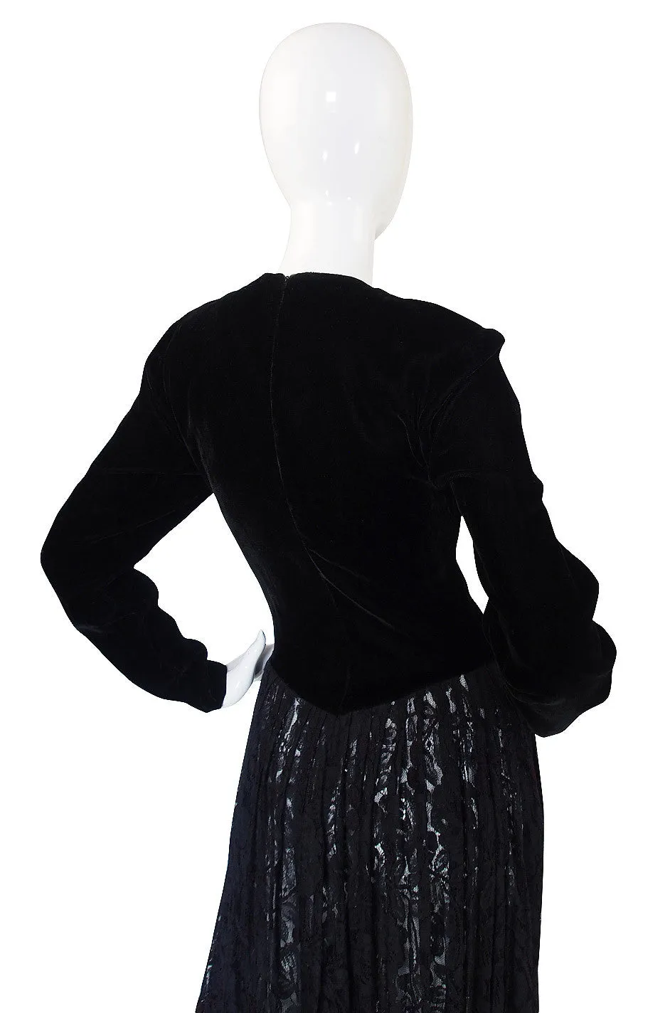 1980s Norma Kamali Velvet & Lace Dress