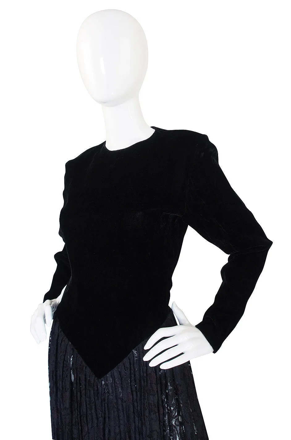 1980s Norma Kamali Velvet & Lace Dress