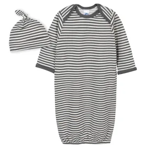 2-Piece Baby Boys Comfy Stretch Stripe Gown and Cap Set