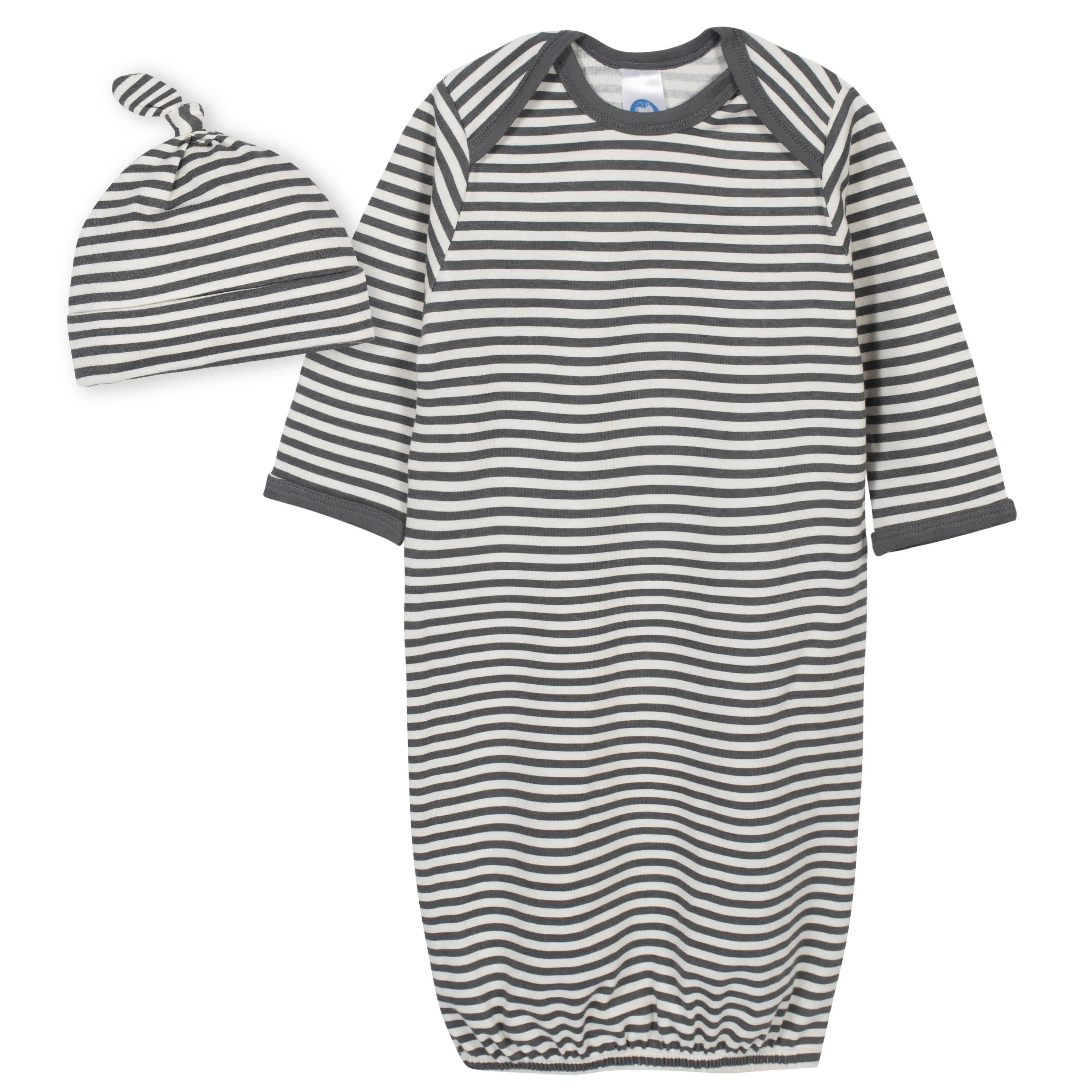 2-Piece Baby Boys Comfy Stretch Stripe Gown and Cap Set