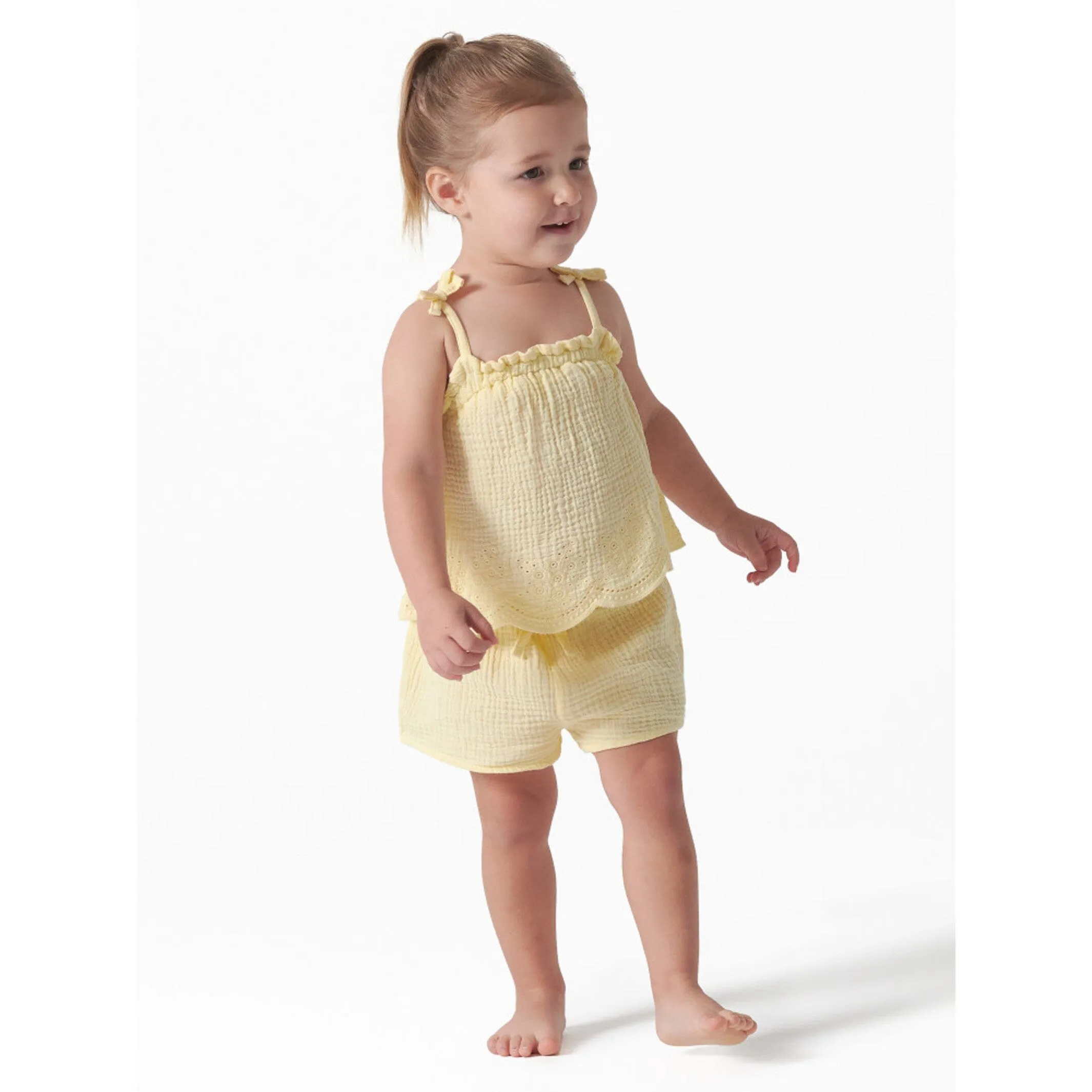 2-Piece Infant & Toddler Girls Yellow Top & Short Set