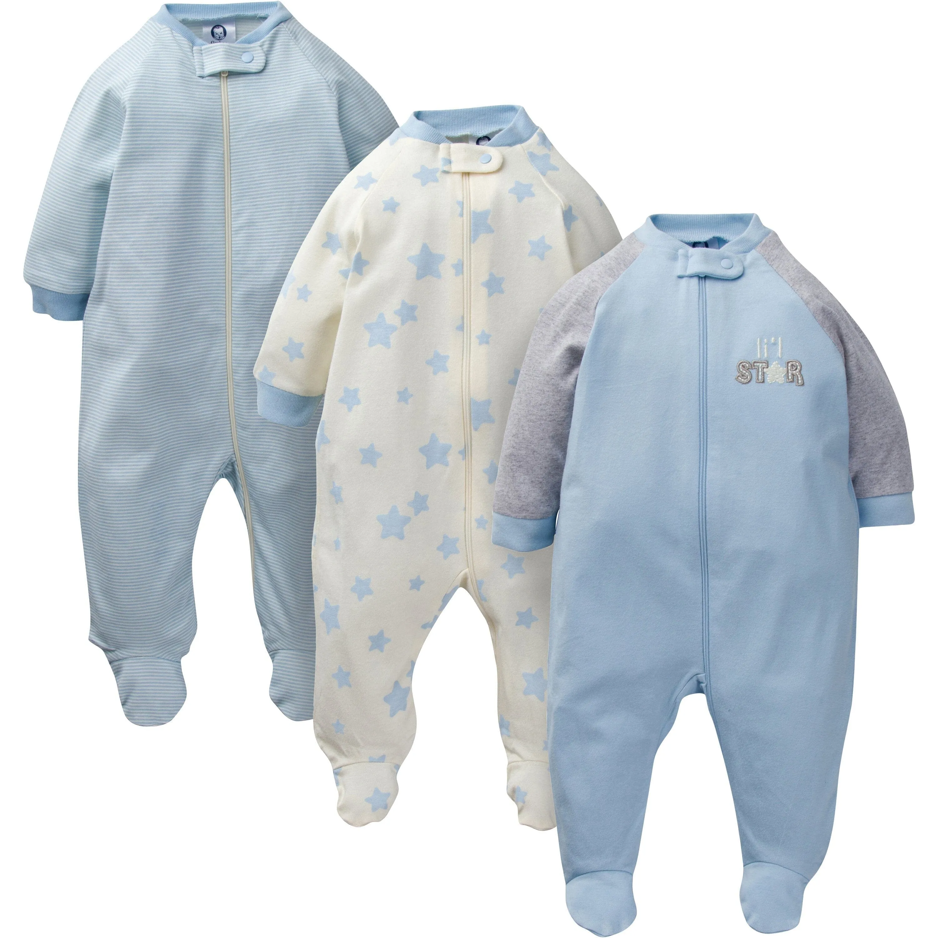 3-Pack Boys Little Star Organic Sleep N' Play