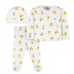 3-Piece Baby Girls Lemon Squeeze Pointelle Take Me Home Set