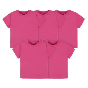 5-Pack Infant & Toddler Hot Pink Premium Short Sleeve Tees
