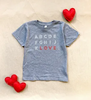 ABCD LOVE  graphic tee shirt for kids