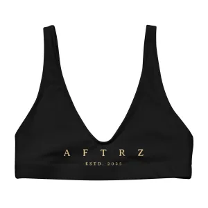 Aftrz Classics Padded Bikini Top - Black with Tan Logo