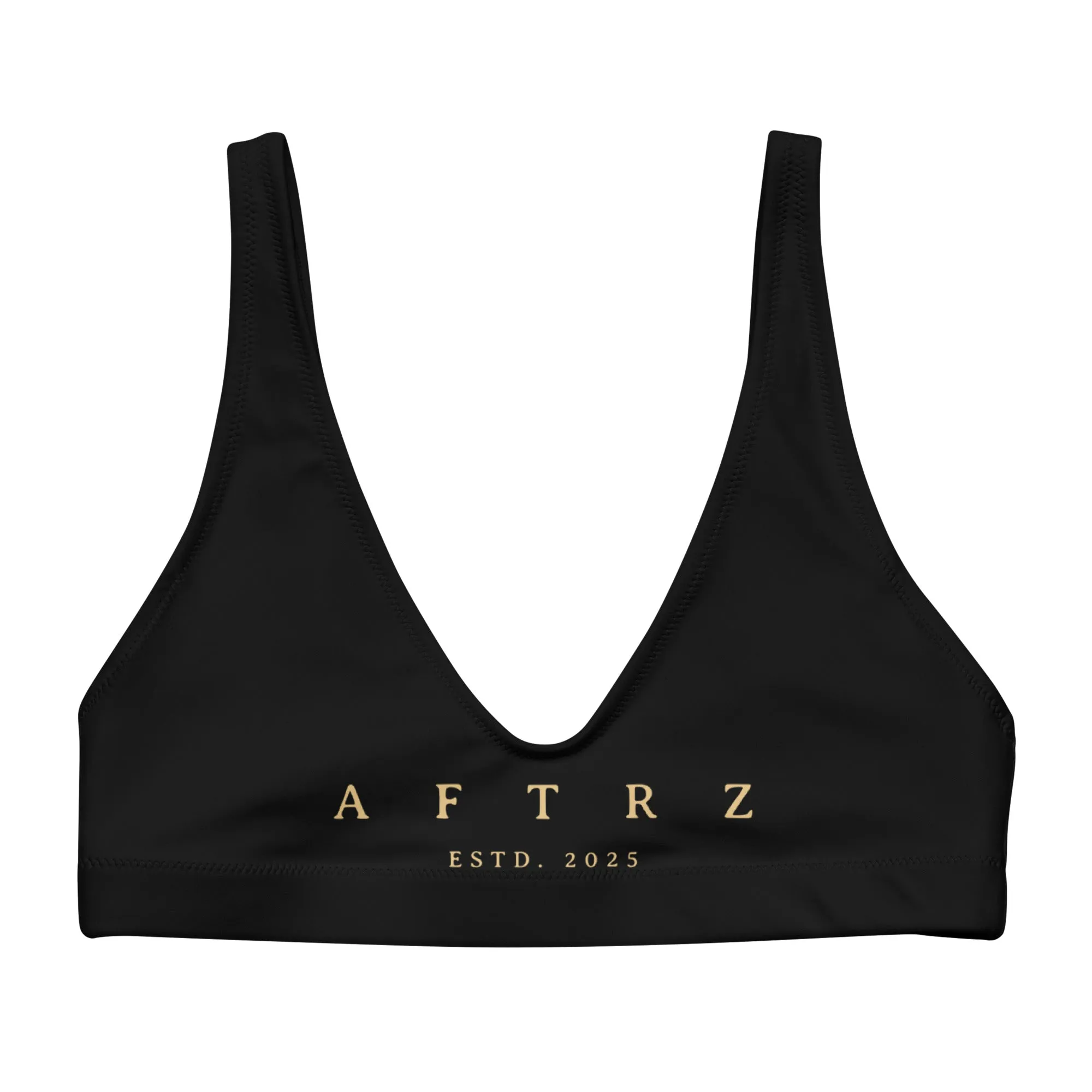 Aftrz Classics Padded Bikini Top - Black with Tan Logo