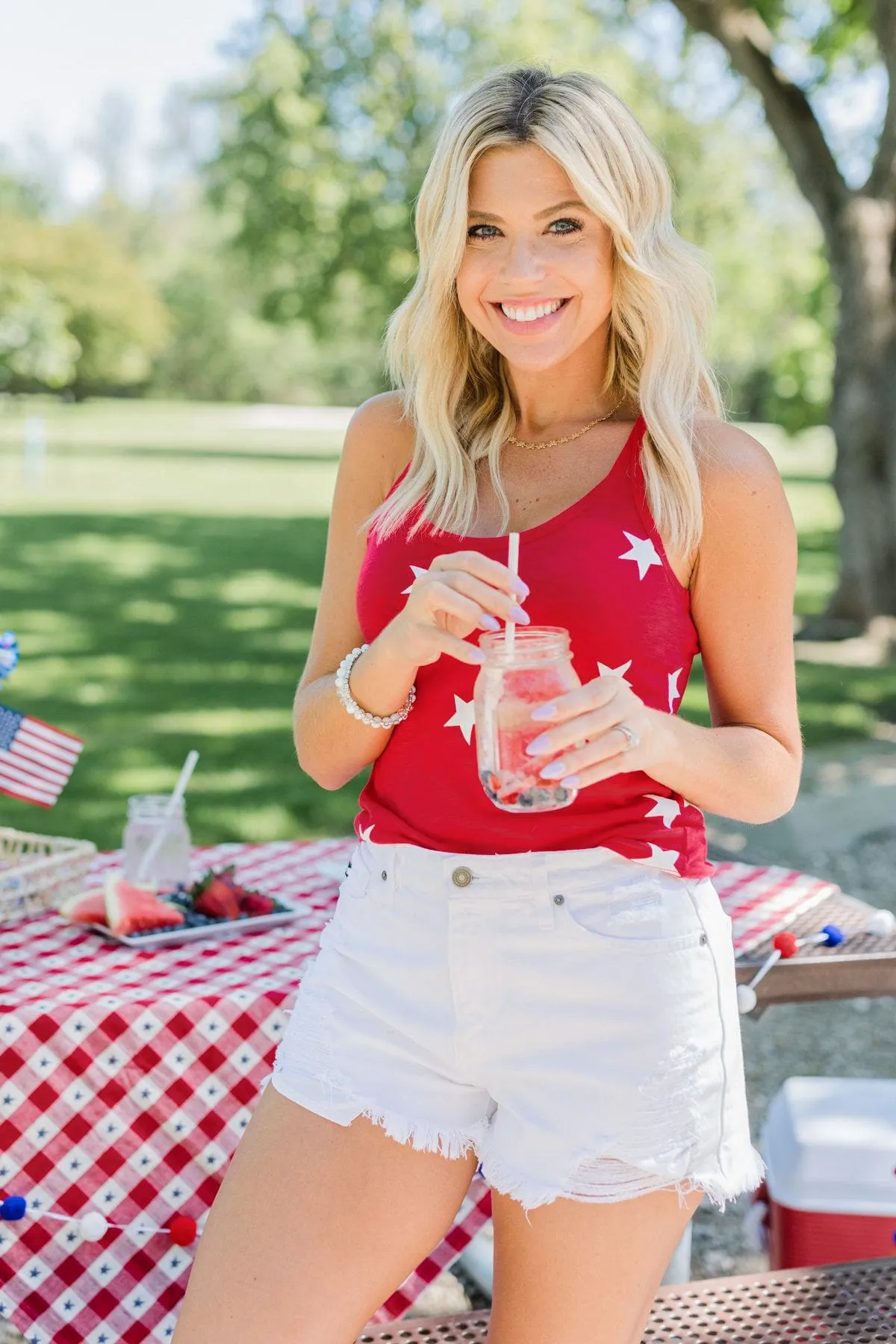 American Spirit Racerback Tank Top- Red