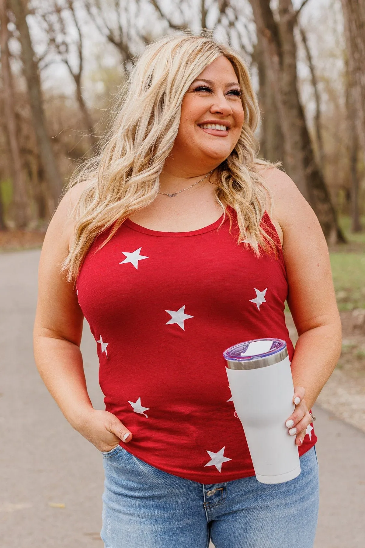 American Spirit Racerback Tank Top- Red
