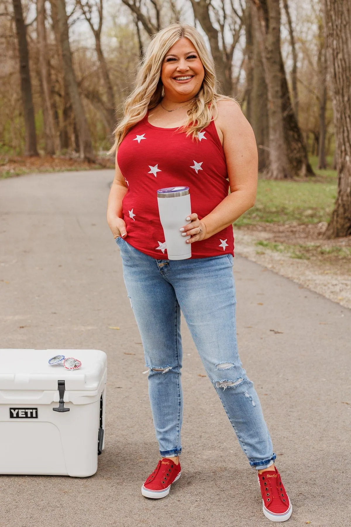 American Spirit Racerback Tank Top- Red