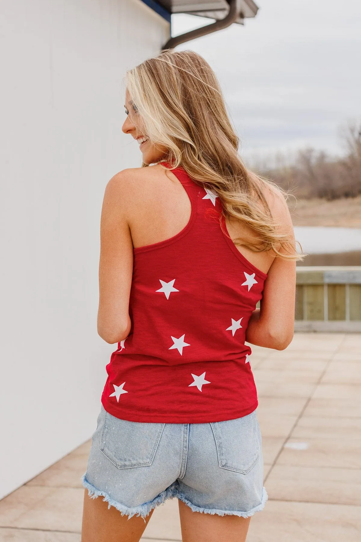 American Spirit Racerback Tank Top- Red