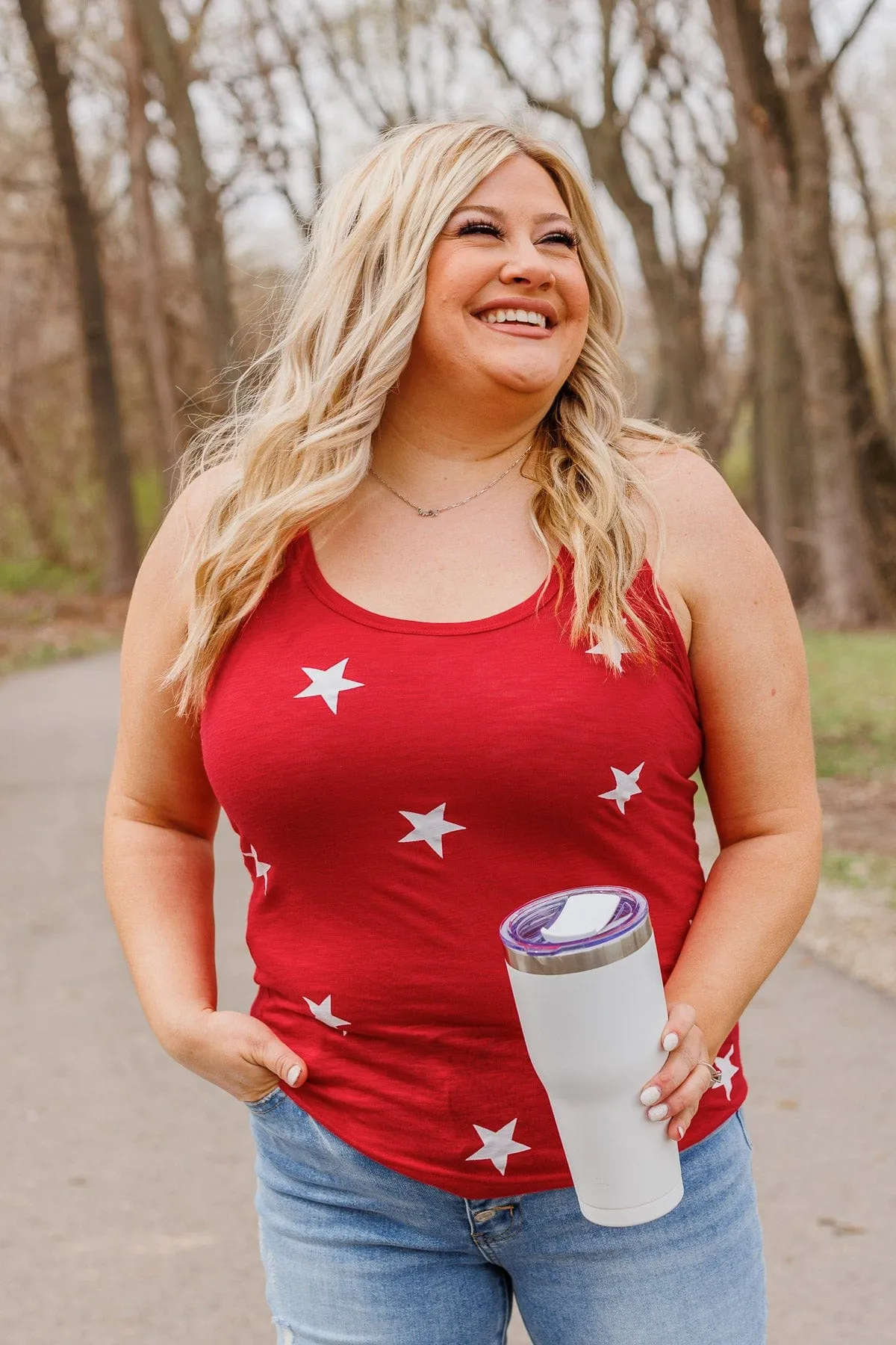 American Spirit Racerback Tank Top- Red