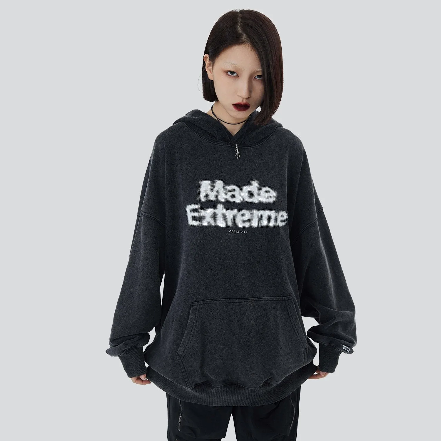 American Street National Fashion Brand Basic Sweater Men's And Women's Couples Loose Washed Pullover Hoodie