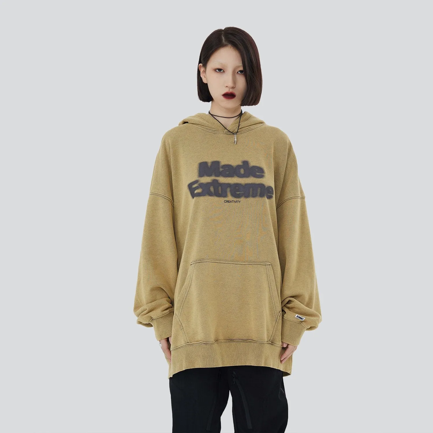 American Street National Fashion Brand Basic Sweater Men's And Women's Couples Loose Washed Pullover Hoodie