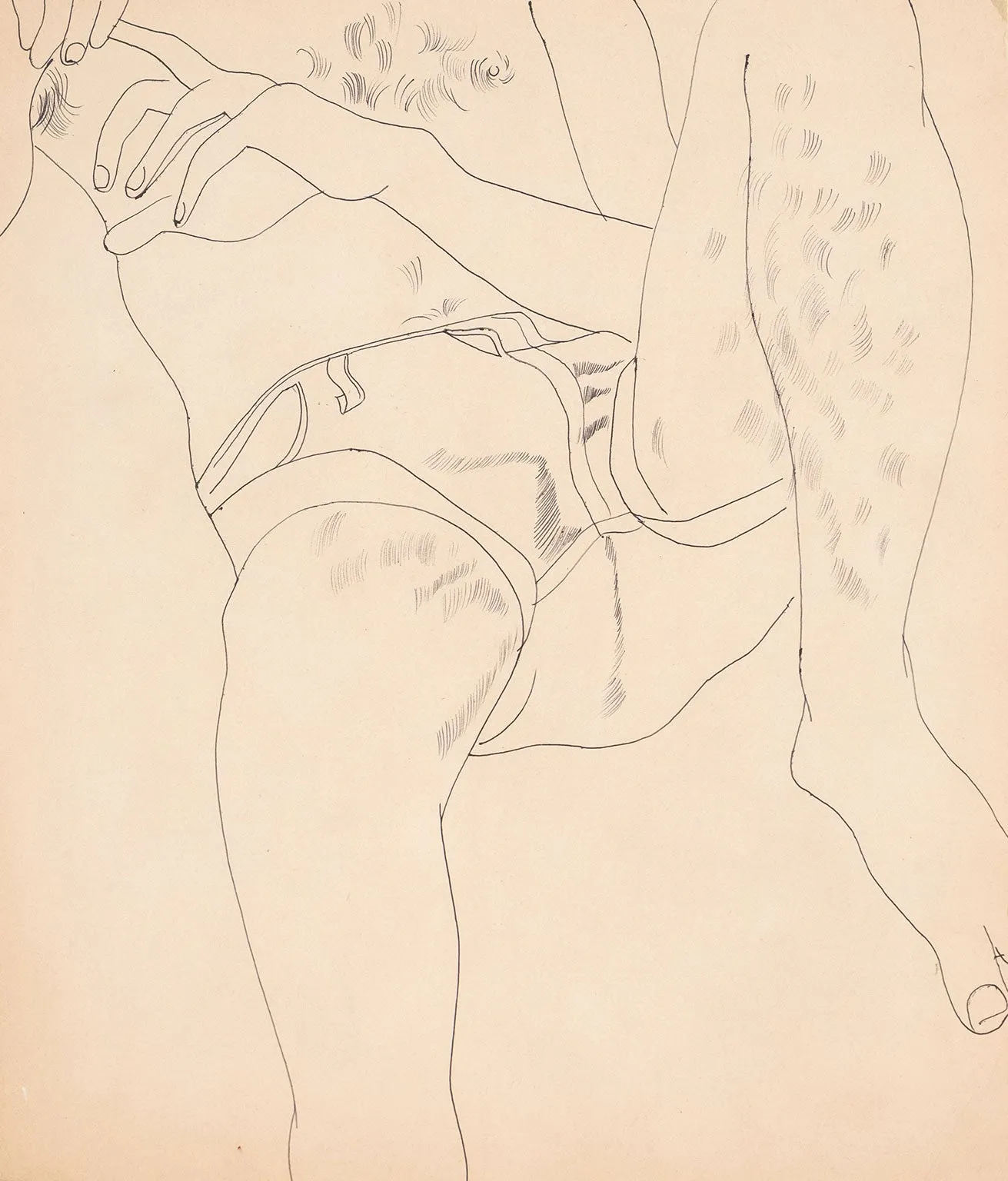 ANDY WARHOL "HOT SHORTS" DRAWING, 1955
