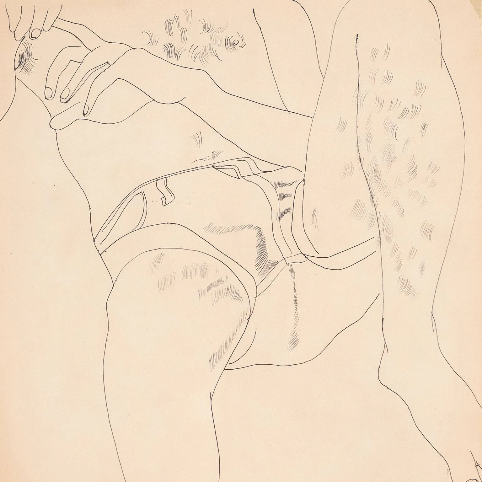 ANDY WARHOL "HOT SHORTS" DRAWING, 1955