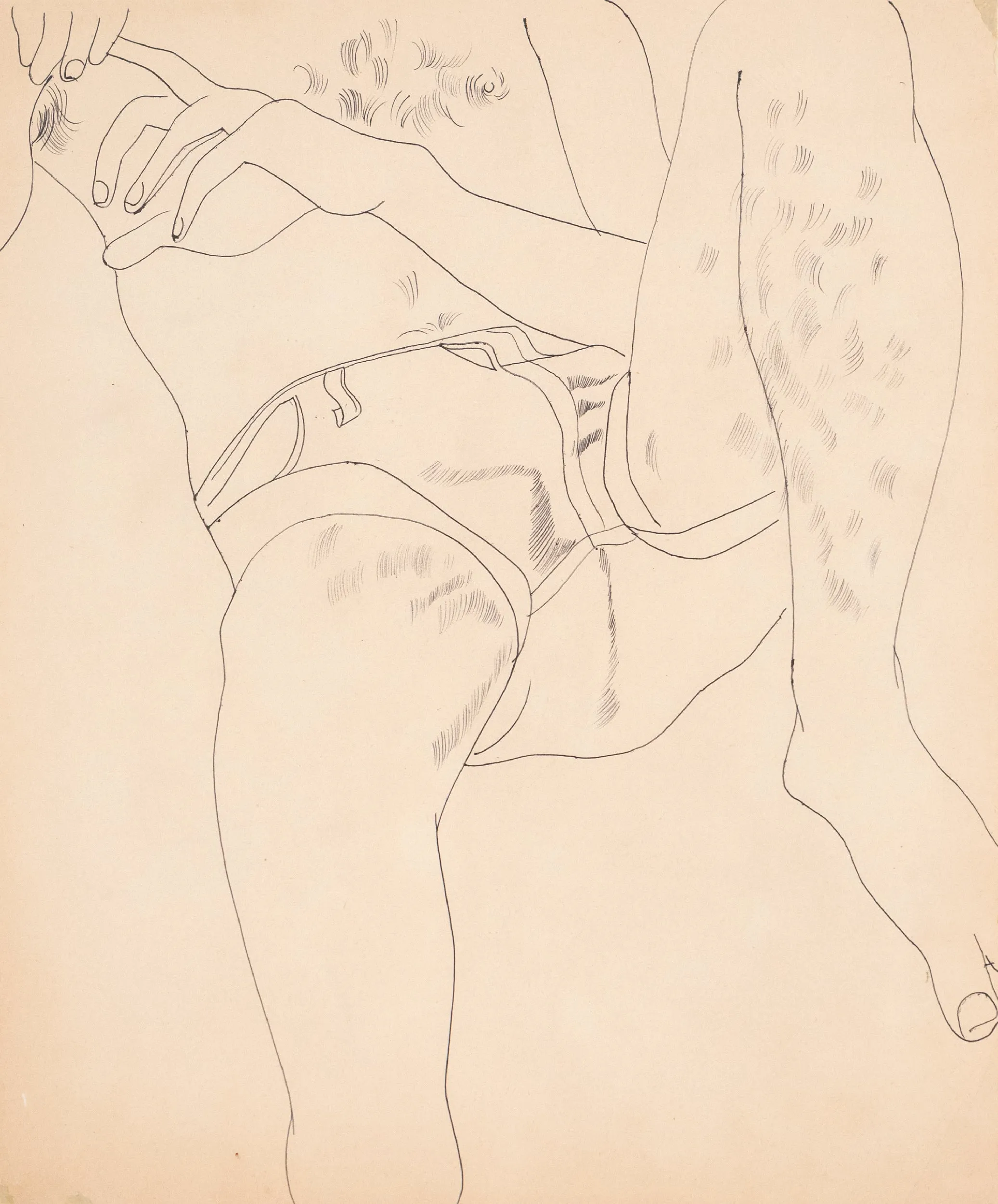 ANDY WARHOL "HOT SHORTS" DRAWING, 1955