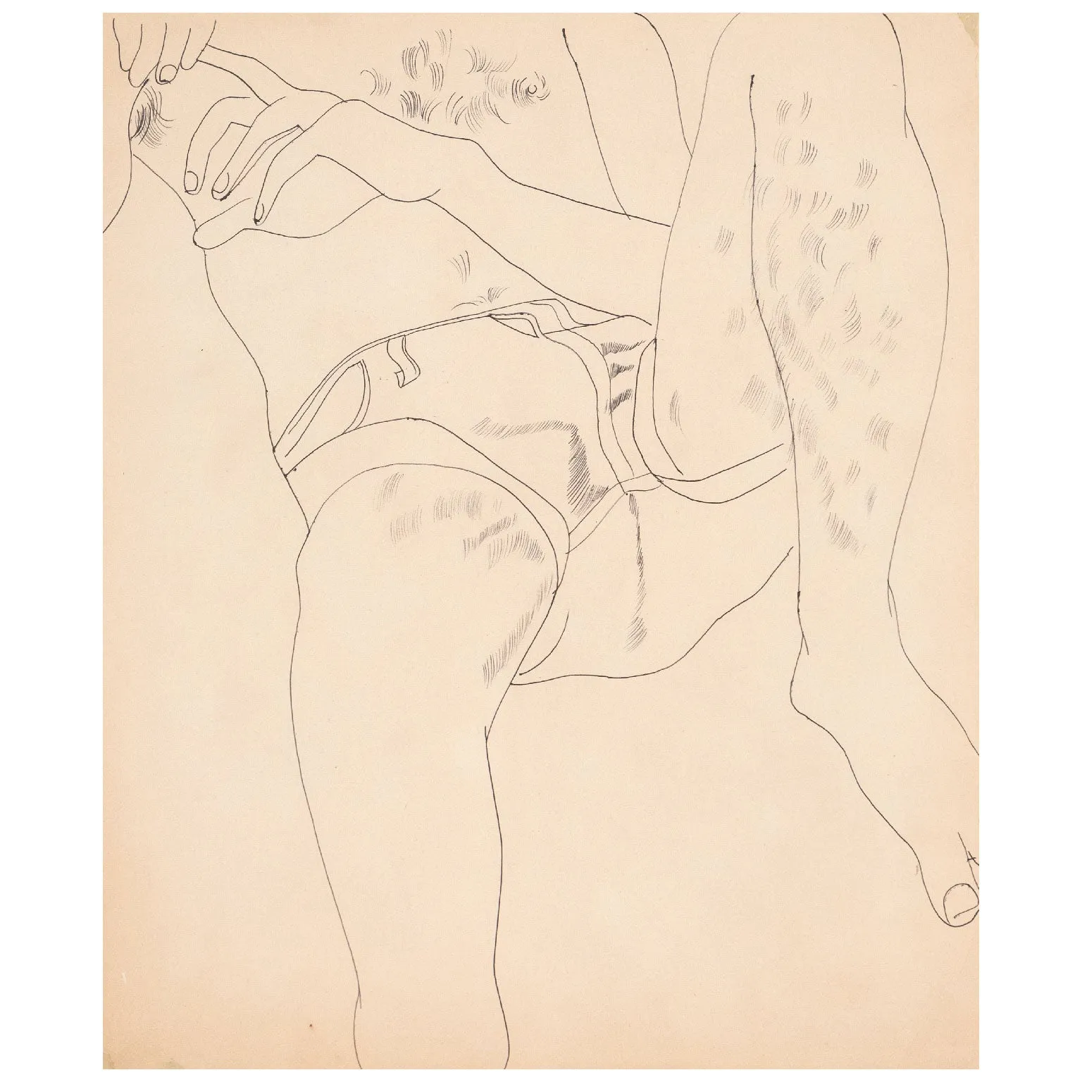 ANDY WARHOL "HOT SHORTS" DRAWING, 1955