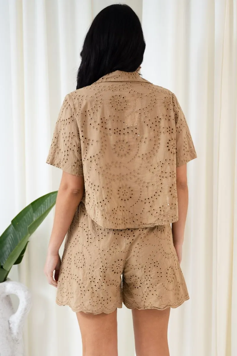 Angel Broderie Shorts & Belt | Caramello