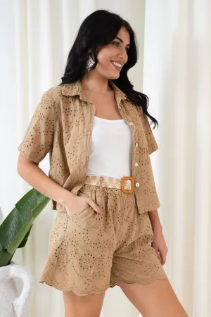 Angel Broderie Shorts & Belt | Caramello