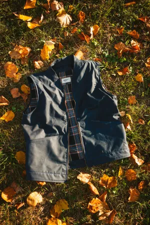 Ansel Vest - Navy British Millerain Waxed Canvas - overstock