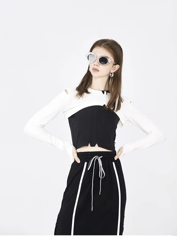 [AnyQ] Crop jacket with cutaway corners