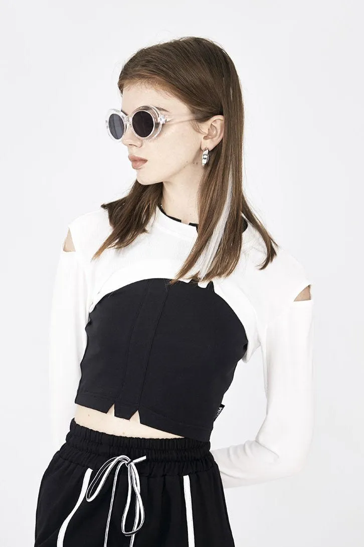 [AnyQ] Crop jacket with cutaway corners