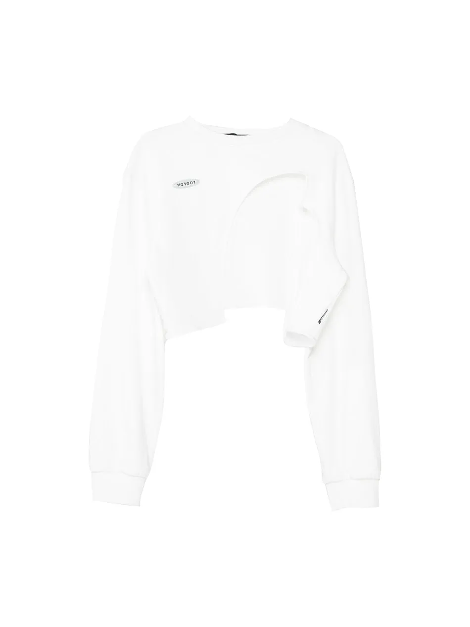 [AnyQ] Deconstructed short round neck sweatshirt