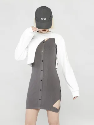 [AnyQ] Deconstructed short round neck sweatshirt