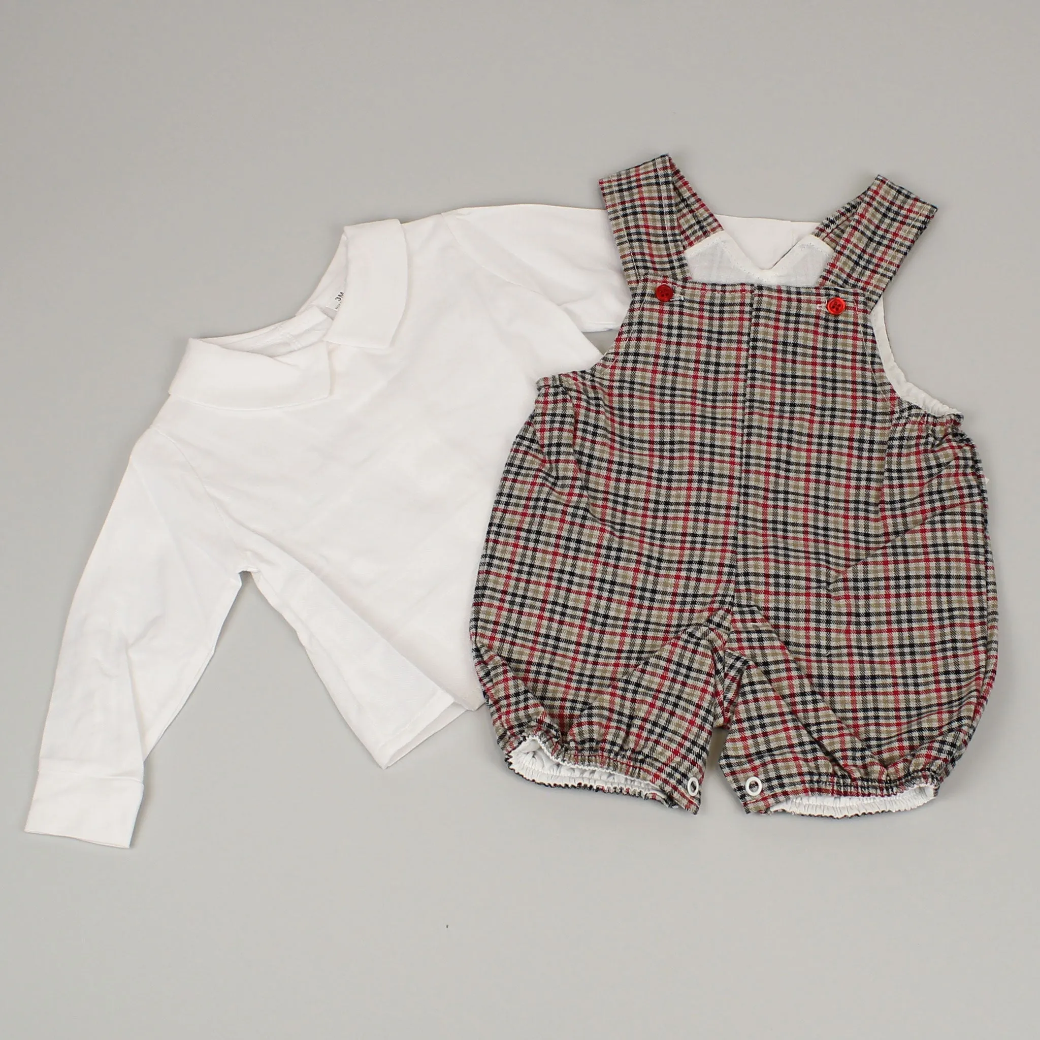 Baby Boys Checked Dungaree and Shirt Outfit