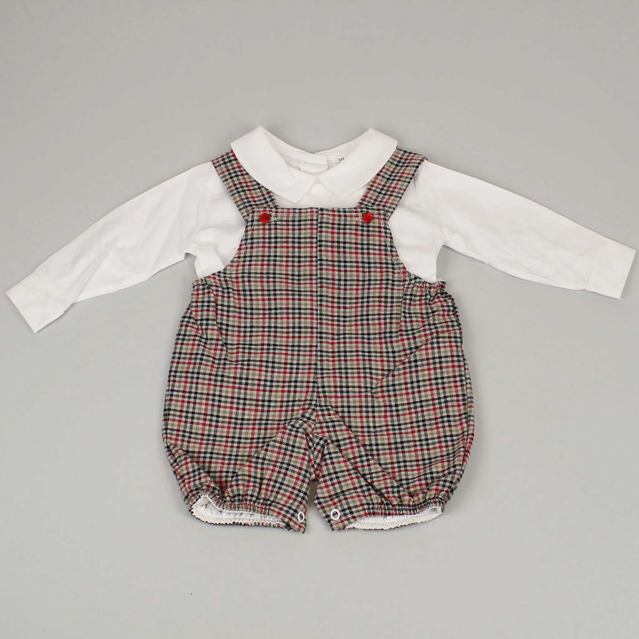 Baby Boys Checked Dungaree and Shirt Outfit