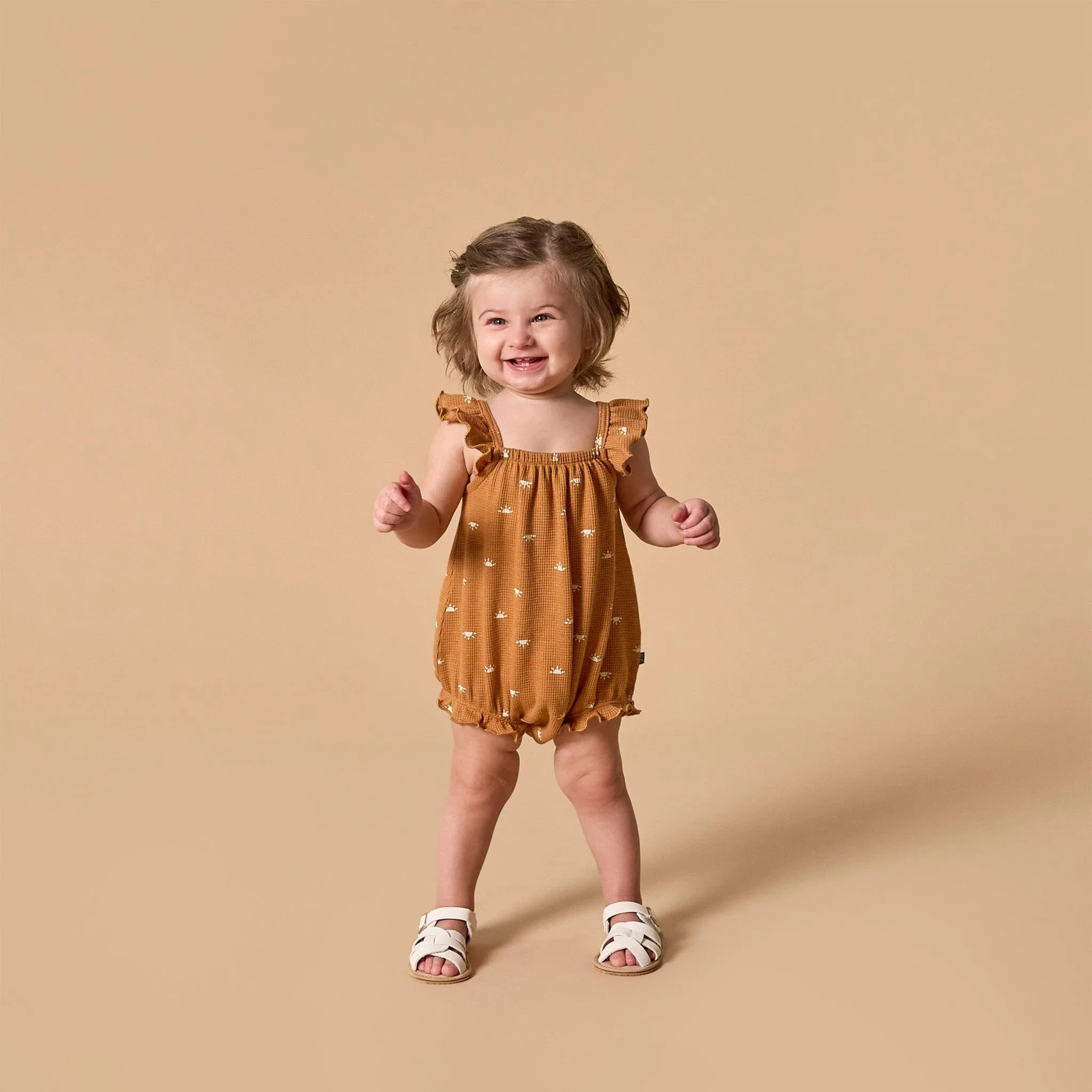 Baby Girls Brown Sun Bubble Romper