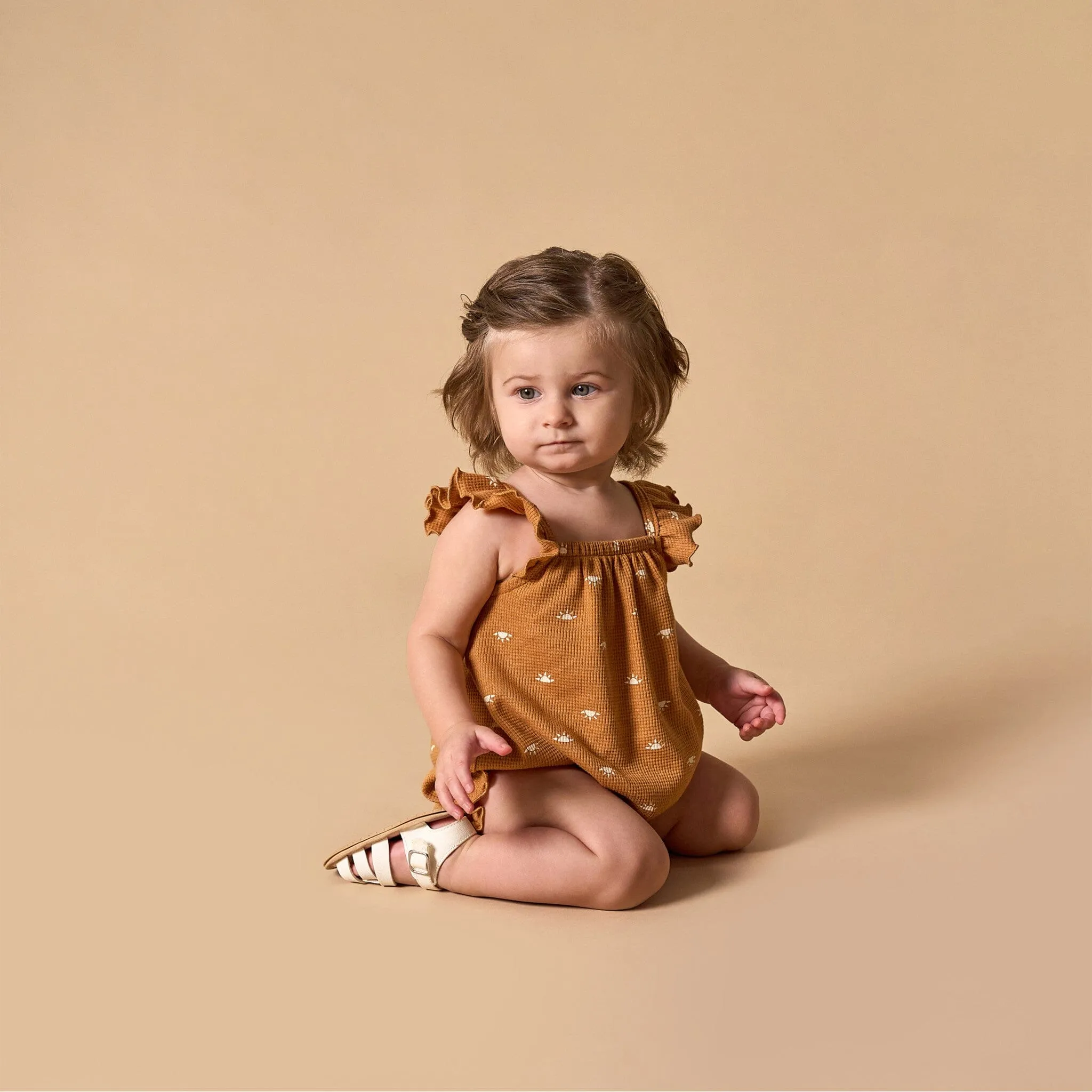 Baby Girls Brown Sun Bubble Romper
