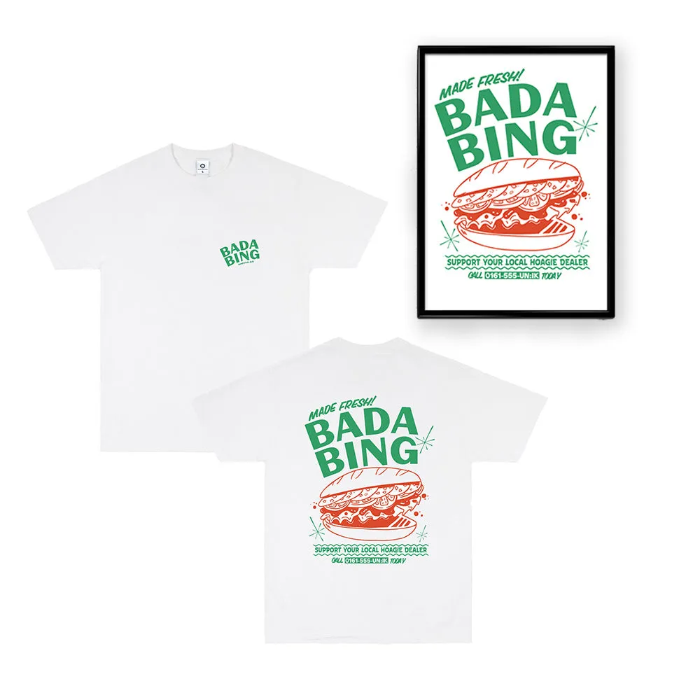 Bada Bing x UN:IK 'Fresh Hoagie' Tee & Print Bundle - White