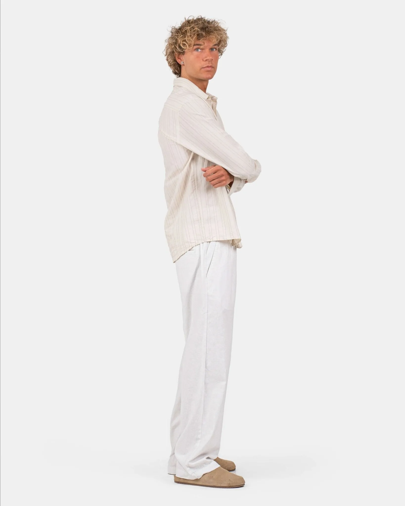 Baggy Linen Pants white