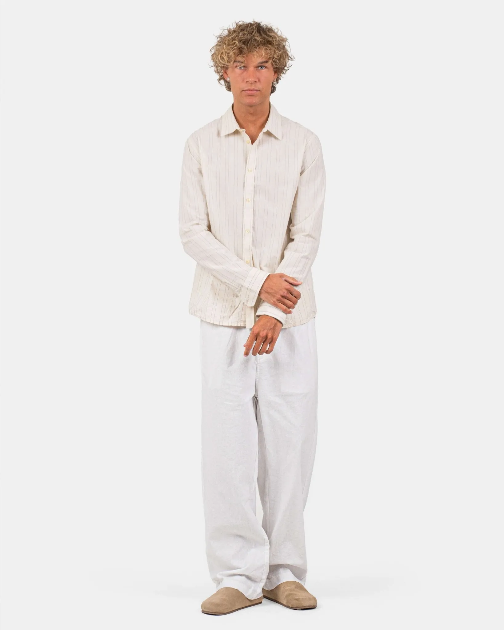 Baggy Linen Pants white