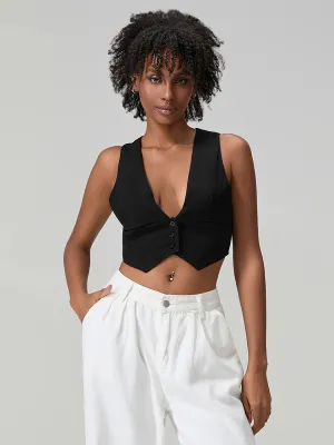 BC Deep V Low Cut Cropped Sleeveless  Vests