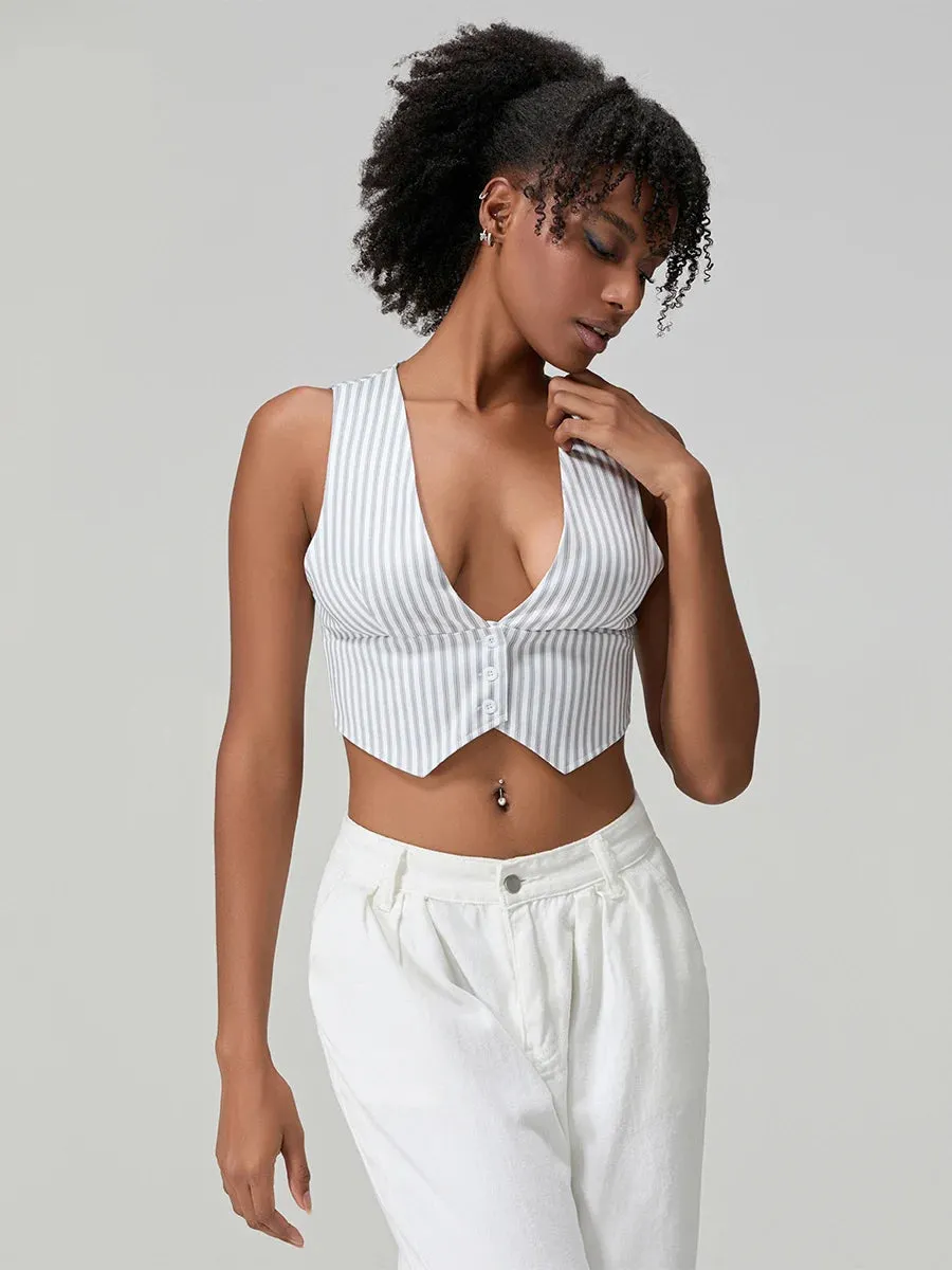 BC Deep V Low Cut Cropped Sleeveless  Vests