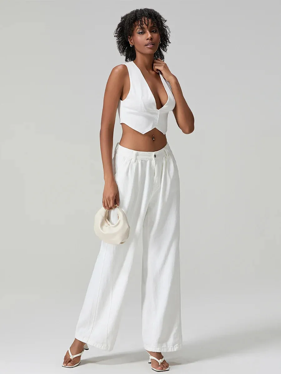 BC Deep V Low Cut Cropped Sleeveless  Vests