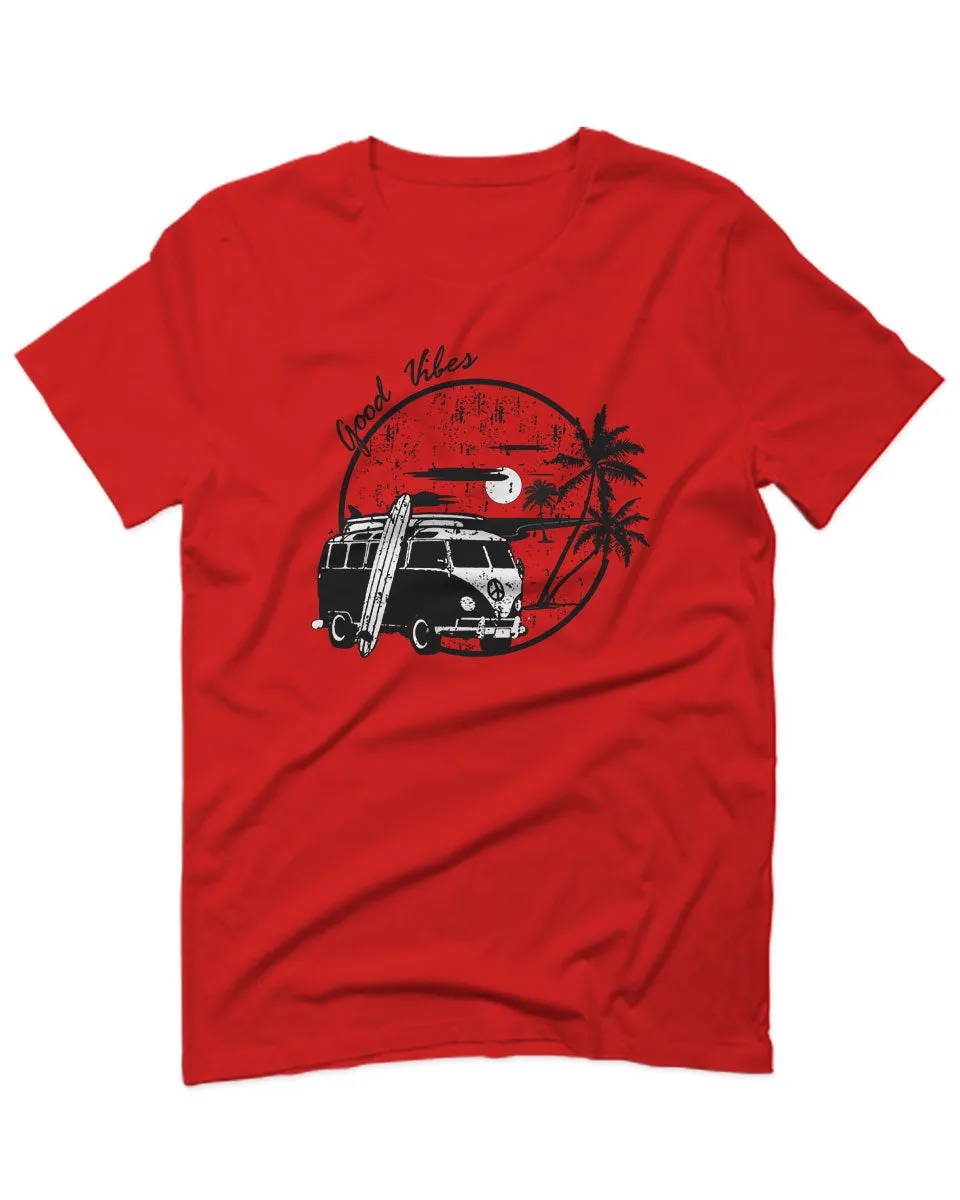 Big Cool Hipster Good Vibes Vintage Graphic surf Beach Print Summer For men T Shirt