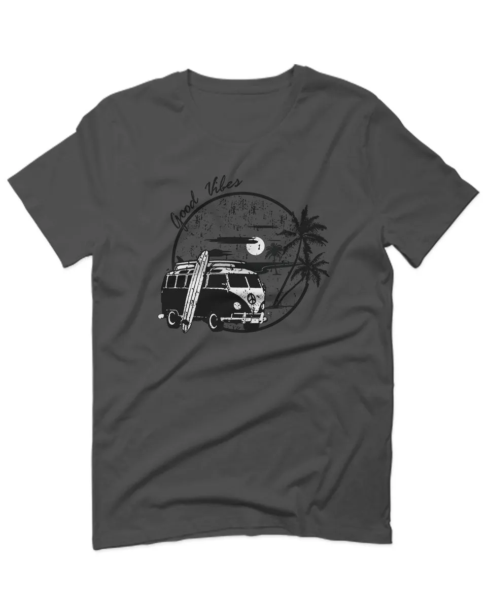 Big Cool Hipster Good Vibes Vintage Graphic surf Beach Print Summer For men T Shirt