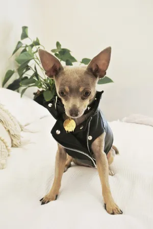 Black Faux Leather Moto Vest