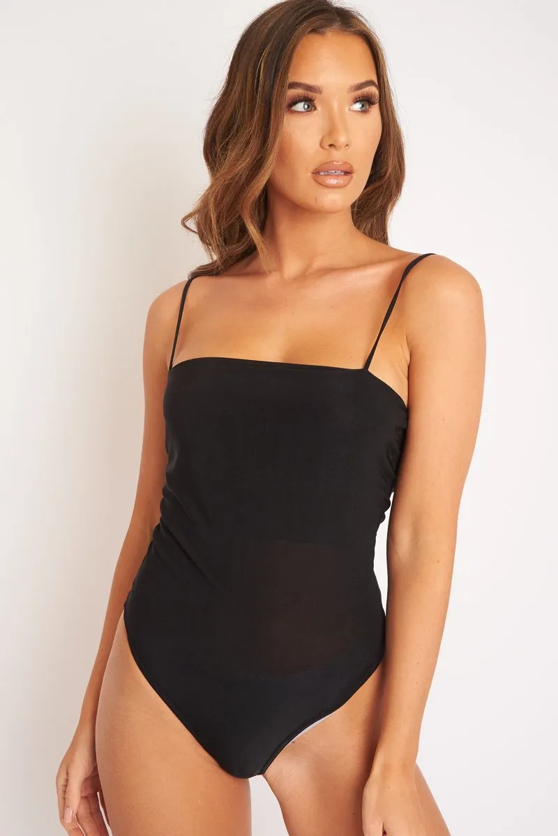 Black Square Neck Slinky Bodysuit - Sadie