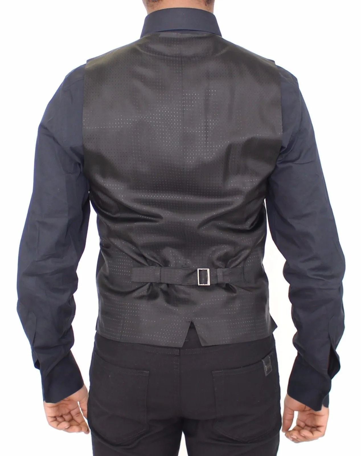 Black Wool Stretch Dress Vest Gilet