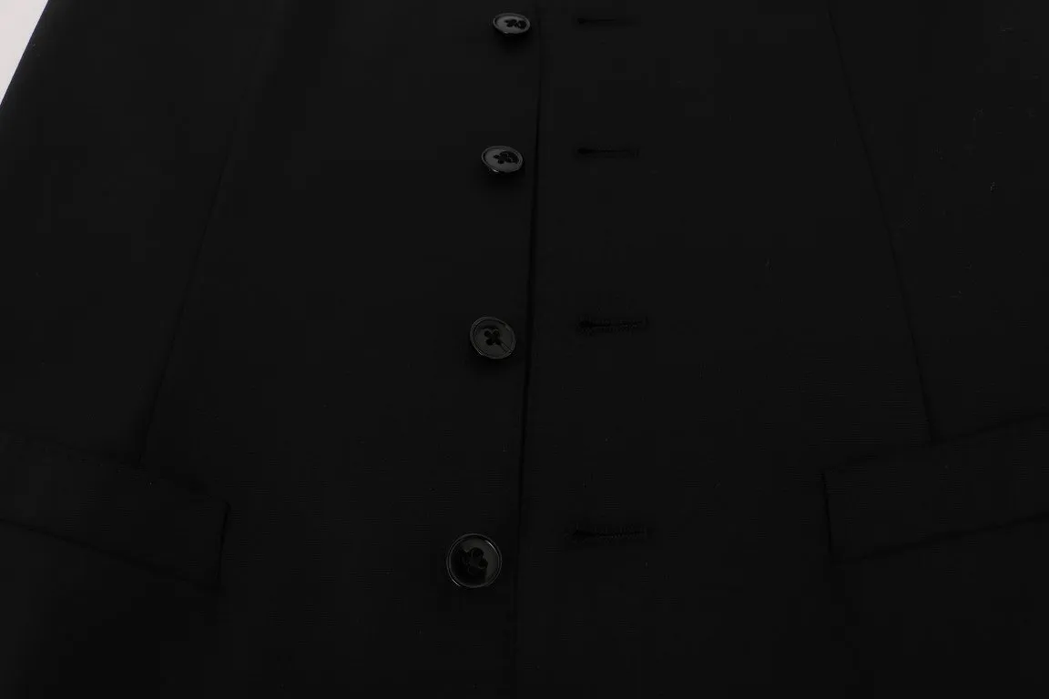 Black Wool Stretch Vest