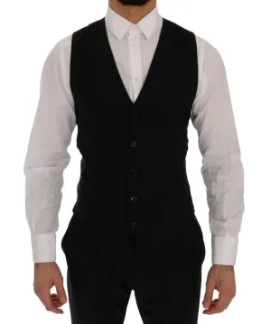 Black Wool Stretch Vest