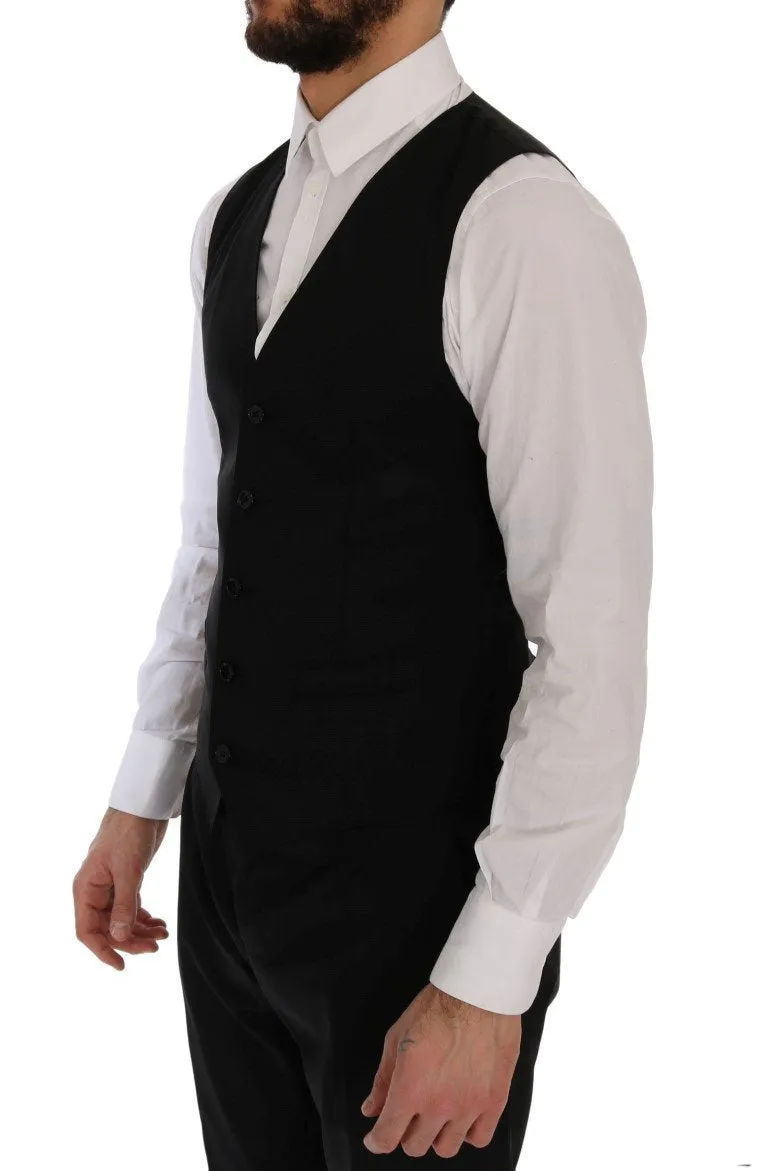 Black Wool Stretch Vest