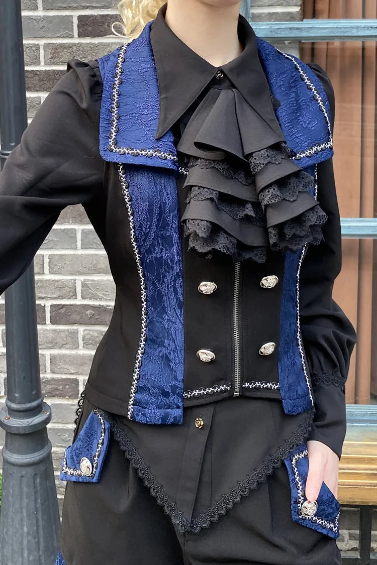 Black/Blue Hot Stamping Embroidery Ouji Handsome Cool Lolita Vest