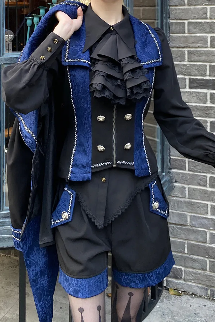 Black/Blue Hot Stamping Embroidery Ouji Handsome Cool Lolita Vest